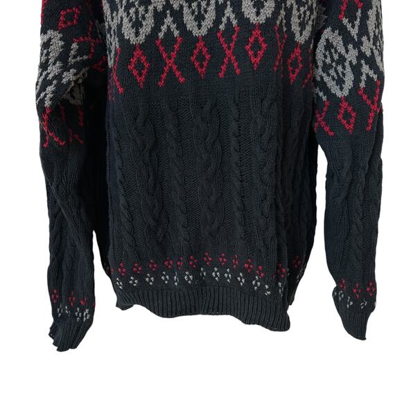 Vintage Eddie Bauer Sweater Navy Blue Red Gray Chunky Knit Men's Size Tall XL - Picture 5 of 9